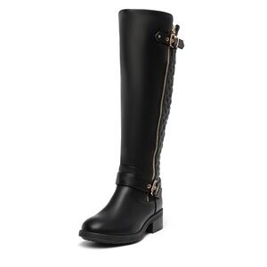 Elegant Black Quilted Knee-High Boots -NEW